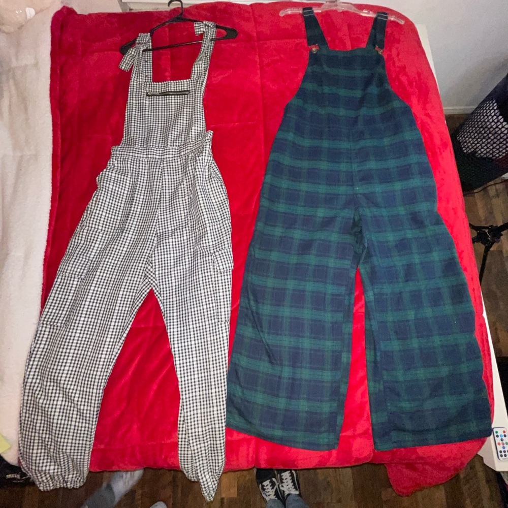 The plaid black and white one is a rue 21 overall the size is large